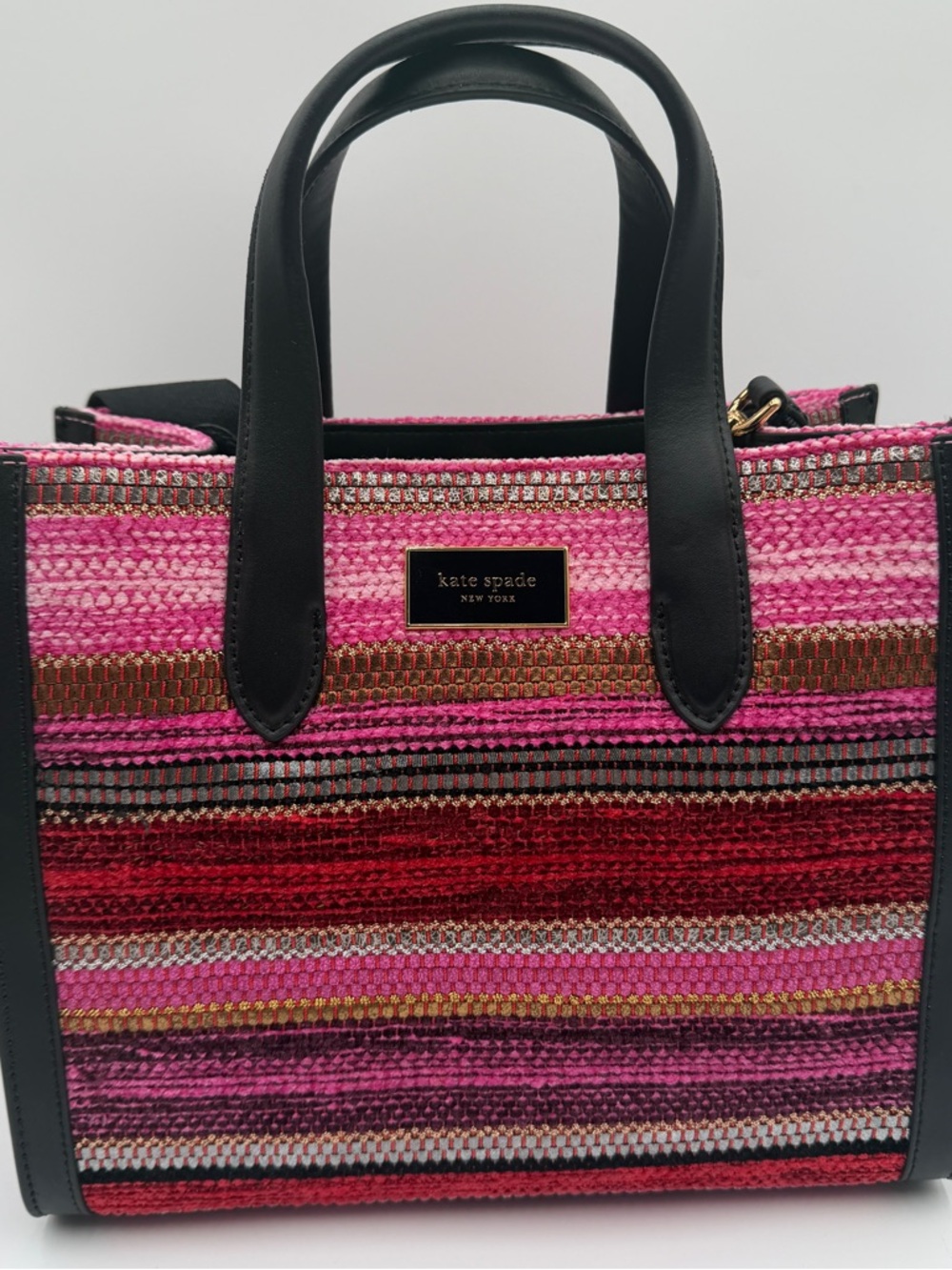 Kate Spade Manhattan Striped Metallic Small Tote Bag, Pink Multi - New With Tags